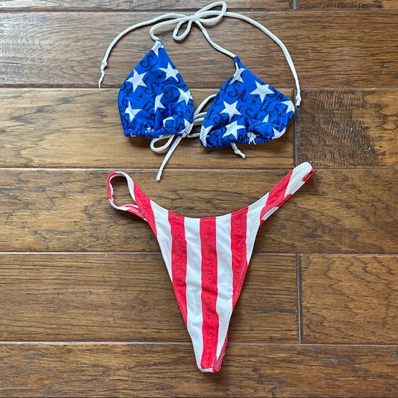Other - HP🎉4th of July patriotic American flag 2 piece thong string bikini size large